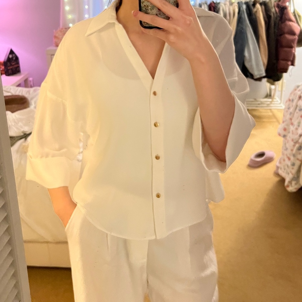 Gold Button Blouse - Picture 6 of 6